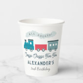 チャッガチャッガ2列車ブルーボーイ2歳の誕生日 紙コップ (正面)