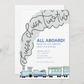 チャッガチャッガ2列車2歳の誕生日パーティー 招待状 (正面/裏面)