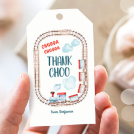 チャッガチョオボーイヴィンテージトレインレッドブルー誕生日 ギフトタグ