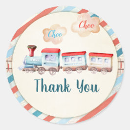 チャッガチョオボーイ誕生日メッセージカードトレインレッドブルー ラウンドシール