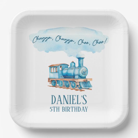 チャッガチョオヴィンテージ列車誕生日パーティー ペーパープレート (正面)