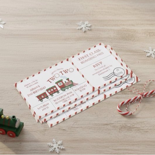 チャッガツーウィンタートレインチケット第2誕生日 招待状