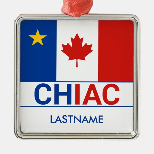 チャックアカディアンカナダ国旗個人用設定 メタルオーナメント (正面)