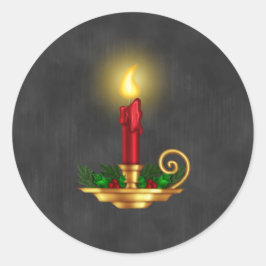 チャックボードクリスマスステッカーと金ゴールドライトキャンドル ラウンドシール