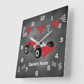 チャックボードレースカーパーソナライズされたクロック スクエア壁時計 (傾斜)