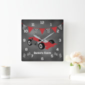 チャックボードレースカーパーソナライズされたクロック スクエア壁時計 (ホーム)