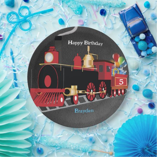 チャックボード子供列車の誕生日パーティー ペーパープレート (パーティー)