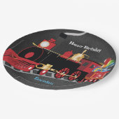 チャックボード子供列車の誕生日パーティー ペーパープレート (アングル)