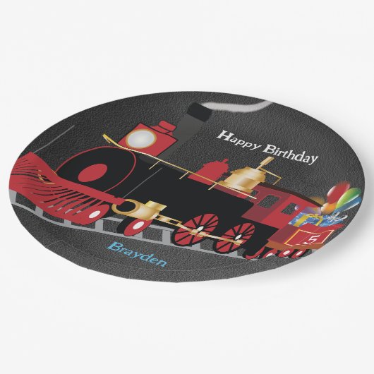 チャックボード子供列車の誕生日パーティー ペーパープレート (アングル)