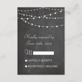 チャックボード結婚式RSVPカードのストリングライト 出欠カード