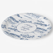 チャッタヌガ トイレ ネイビーとホワイトのブライズシャワー ペーパープレート (アングル)