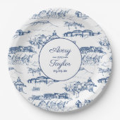 チャッタヌガ トイレ ネイビーとホワイトのブライズシャワー ペーパープレート (正面)