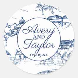 チャッタヌガ トイレ ネイビーとホワイトのブライズシャワー ラウンドシール