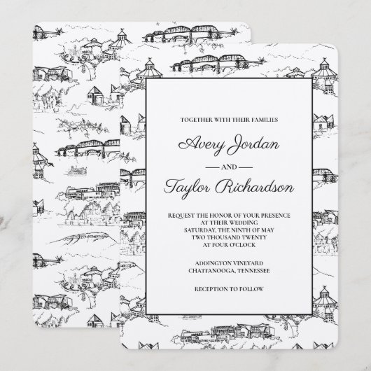 チャッタヌガ トワレ ブラック＆ホワイト 招待状 (正面/裏面)