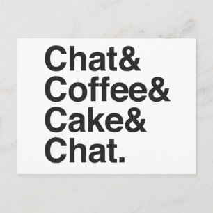 チャットとコーヒー、ケーキ ポストカード