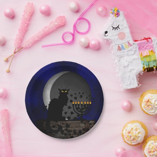 チャットノワールハヌカー(ユダヤ教の祭り)と(ユダヤ教)メノラー ペーパープレート (パーティー)