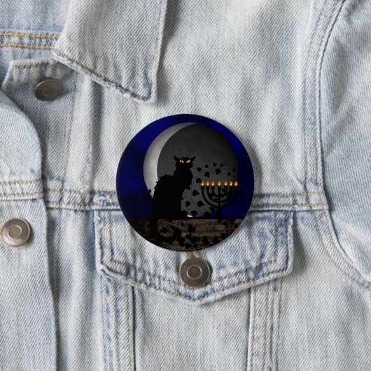 チャットノワールハヌカー(ユダヤ教の祭り)と(ユダヤ教)メノラー 缶バッジ (インサイチュ)