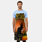 チャットノワール、黒猫、カボチャ感謝祭 エプロン (着用した状態)