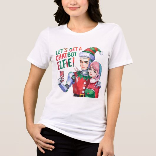 🤖チャットボットのエルフィーのクリスマスおもしろいミームを取得 トライブレンドTシャツ (正面)