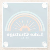 チャツゲノースカロライナ湖ジョージア虹 ガラスコースター (裏面)