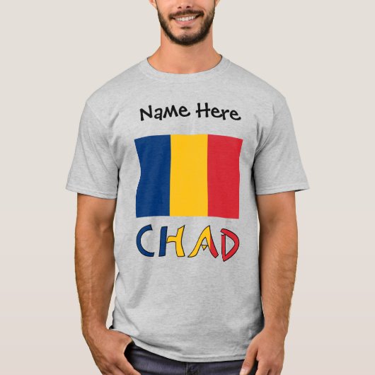 チャドとチャド国旗のカスタマイズ メンズ Tシャツ (正面)