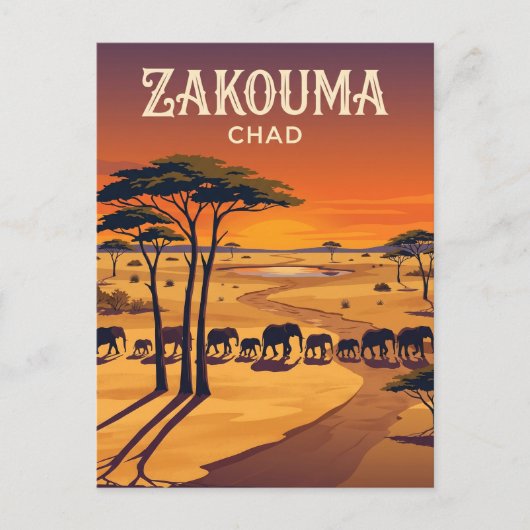 チャドのザクマ国立公園 ポストカード (正面)