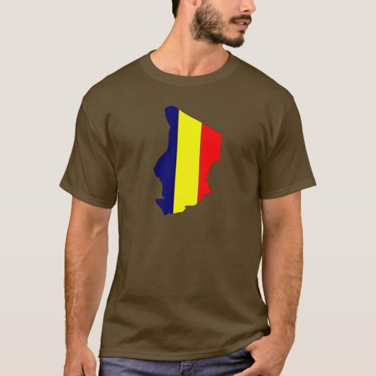 チャドの旗の地図 Tシャツ (正面)