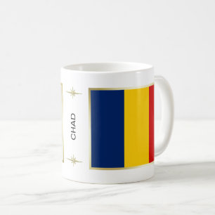 チャドの旗 + 地図のマグ コーヒーマグカップ