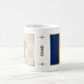 チャドの旗 + 地図のマグ コーヒーマグカップ (中央)
