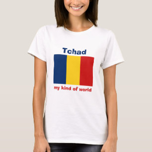 チャドの旗 + 地図 + 文字のTシャツ Tシャツ