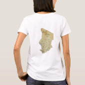 チャドの旗 + 地図 + 文字のTシャツ Tシャツ (裏面)