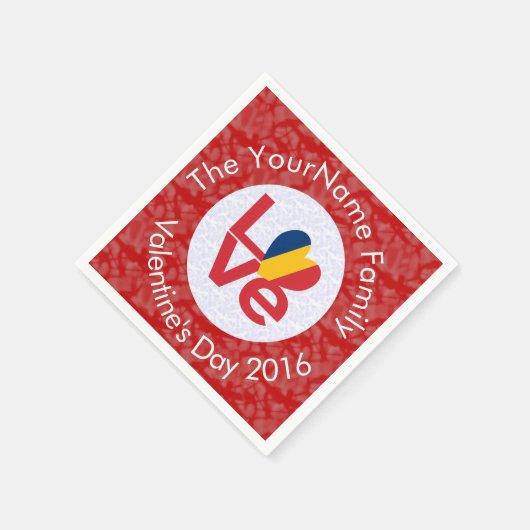 チャドレッドLOVE旗パーソナライズされた スタンダードカクテルナプキン (角)