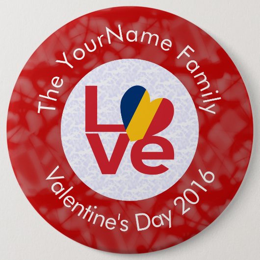 チャドレッドLOVE旗パーソナライズされた 缶バッジ (正面)