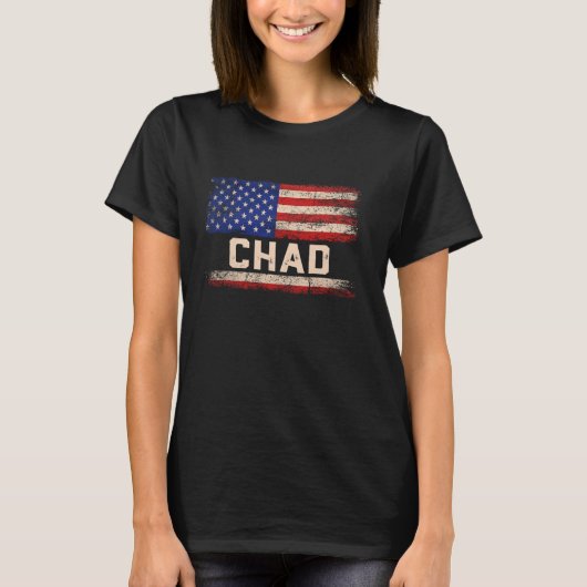 チャド名シャツチャド名米国国旗 Tシャツ (正面)