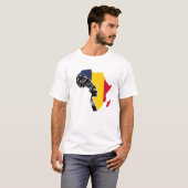 チャド国旗のアフリカ地図エスニック伝統ブラック Tシャツ (正面フル)