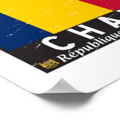 チャド国旗のエンブレム動揺してヴィンテージ ポスター (角)