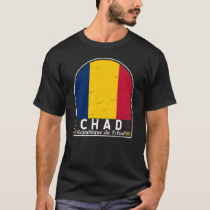 チャド国旗のエンブレム動揺してヴィンテージ Tシャツ