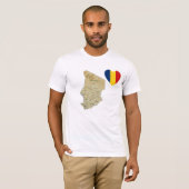 チャド国旗のハートと地図Tシャツ Tシャツ (正面フル)