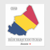チャド国旗魅力的の愛国地図 シール (シート)