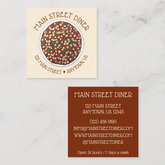 チャナマサラチョレインディアンフードチッピー皿 スクエア名刺 (正面/裏面)