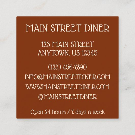 チャナマサラチョレインディアンフードチッピー皿 スクエア名刺 (裏面)