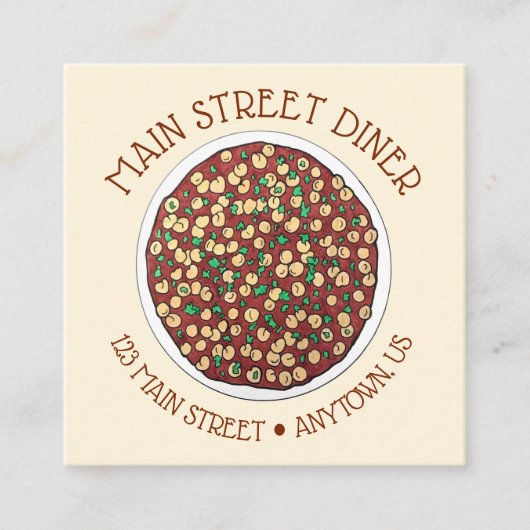 チャナマサラチョレインディアンフードチッピー皿 スクエア名刺 (正面)