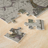 チャネル1666年の旧式な地図(色の版木、銅版、版画) ジグソーパズル (側面)