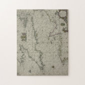 チャネル1666年の旧式な地図(色の版木、銅版、版画) ジグソーパズル (縦)