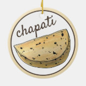 チャパティロティインディアンフードブレッドフラットパングルメ セラミックオーナメント (裏面)