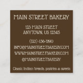 チャパティロティインディアンフードブレッドフラットパンベーカリー スクエア名刺 (裏面)