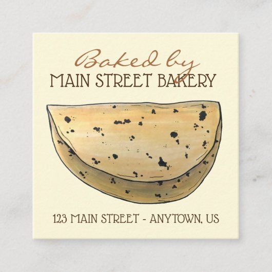 チャパティロティインディアンフードブレッドフラットパンベーカリー スクエア名刺 (正面)