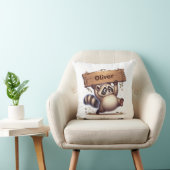 チャビラクーンと木造の名前プレート クッション (椅子)