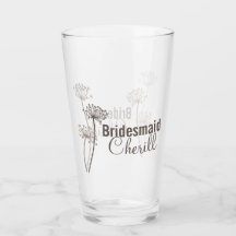 チャビルモダンフラワーインクアート茶色結婚式の引き出物