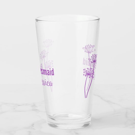 チャビルモダンフラワーグラフィック紫結婚式の引き出物 タンブラーグラス (左)